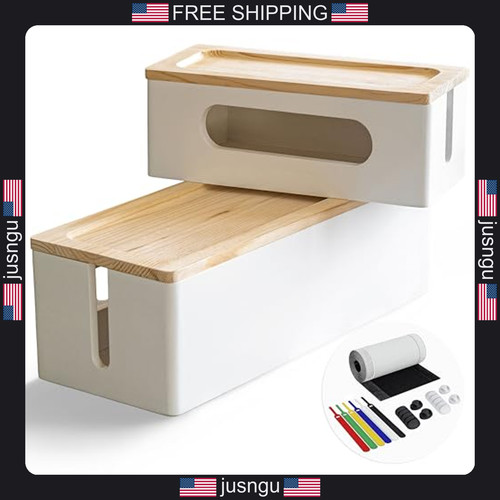 Wood cable management box set - box,