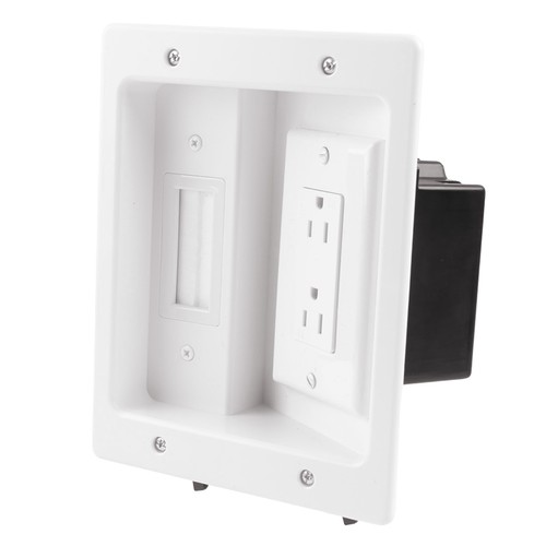 Recessed outlet box wall - recessed, in