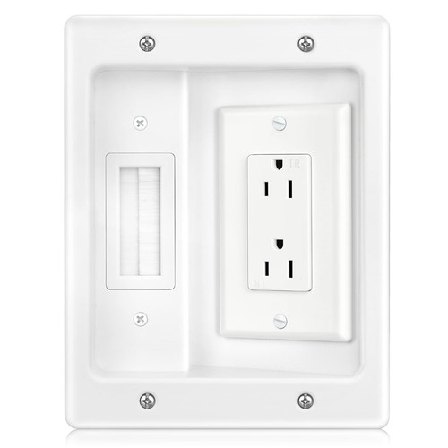 Recessed outlet box wall - outlet, in