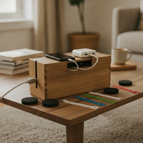 Acacia wood cable management - wood,